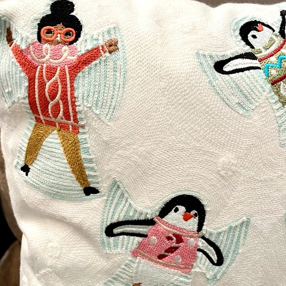 Embroidered Snow Angels Pillow - Picture 7 of 11